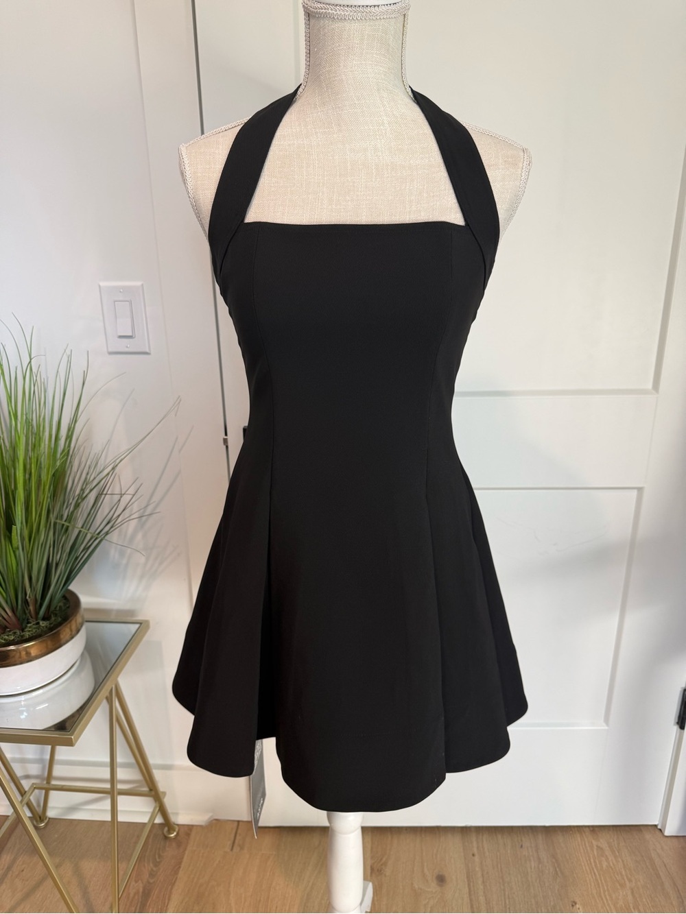 NWT ASTR The Label Black Halter Fit & Flare Mini Dress XS